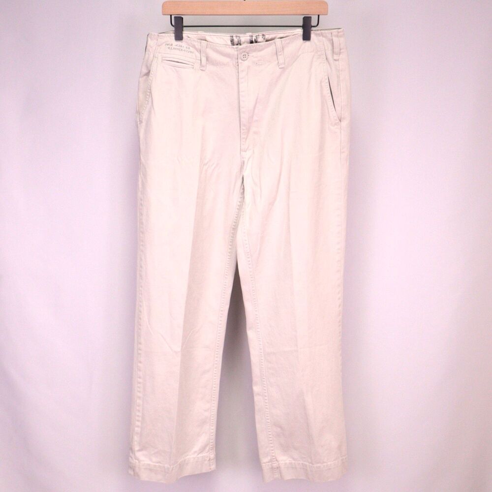 Vintage Polo Jeans Company Pants Mens 33x30 Beige Baggy Military Y2k Straight